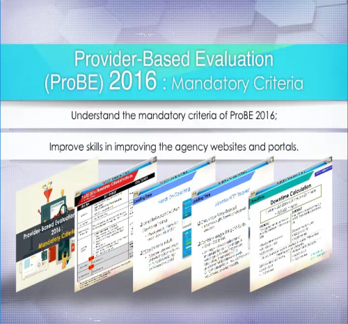 Provider-Based Evaluation (ProBE) 2016: Mandatory Criteria